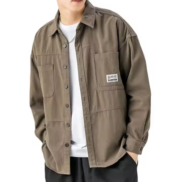 Male Shirts with Pocket Casual Long Sleeves Spring Collection Twill Fabric {Set Of 2}