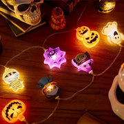 1PC Halloween 10/20 LED Battery Powered String Lights With Ghost Witch Cat Pumpkin Spider Web Skeleton Mummy Pirate Shape Indoor