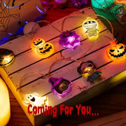 1PC Halloween 10/20 LED Battery Powered String Lights With Ghost Witch Cat Pumpkin Spider Web Skeleton Mummy Pirate Shape Indoor