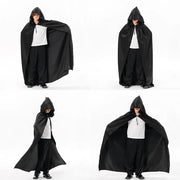 Halloween Cloak Soft Unisex Hooded Black Robe Witch Long Cape Cosplay Costume Prop Party Performance Supplies Holiday Decoration