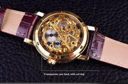 Mechanical Watches Royal Carving Skeleton Brown Leather Transparent Skeleton Design Automatic Watch