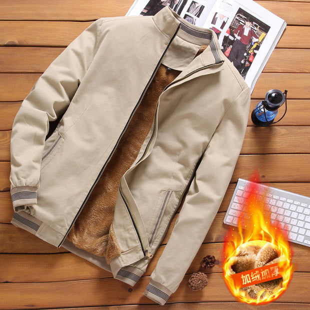 Mens Bomber Jackets Casual Male Outwear Fleece Thick Warm Windbreaker Men's Jackets Jacket